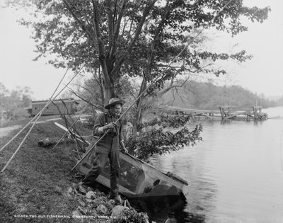 The Old Fisherman, Cranberry Lake, N.J., c.1900 by Detroit Publishing Co.